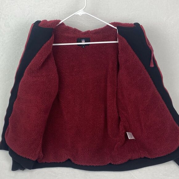 NFL Arizona Cardinals Jacket Womens Small Black Hooded Logo Full Zip Pockets - Picture 3 of 10